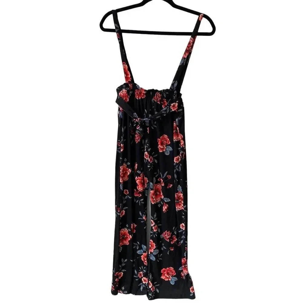 Floral Print Stretch Pants with Shoulder Straps Girl/Women Size XS/S